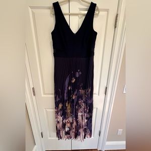 Plus Size Xscape Navy Floral Long Dress